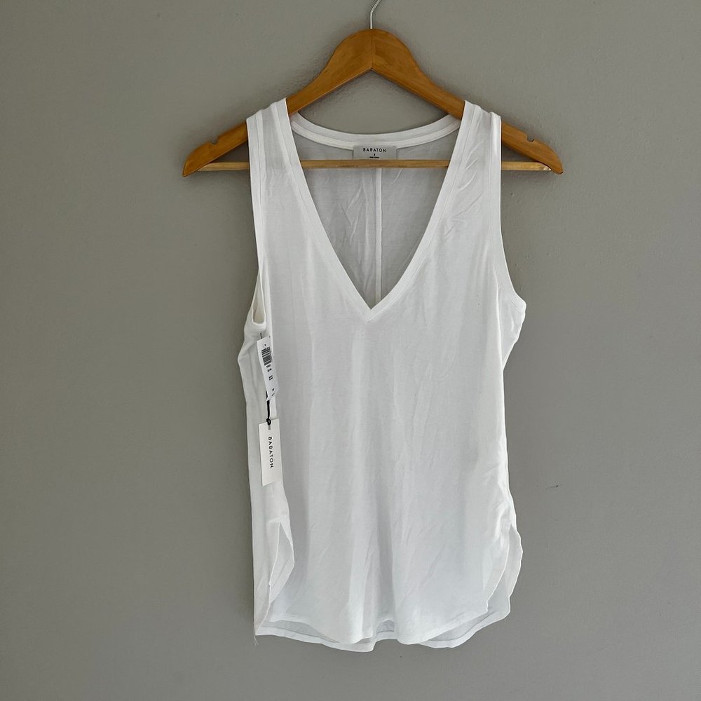 Babaton White V Neck Tank (NWT)